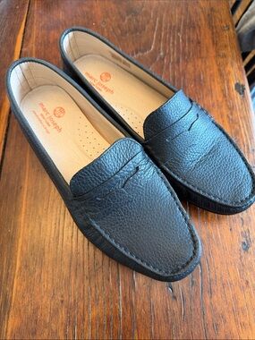 Marc Joseph Black Pebble Leather Penny Loafers